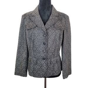 LOFT Ann Taylor NWT Womens Tapestry Floral Long Sleeve Jacket Gray Black Sz 12P